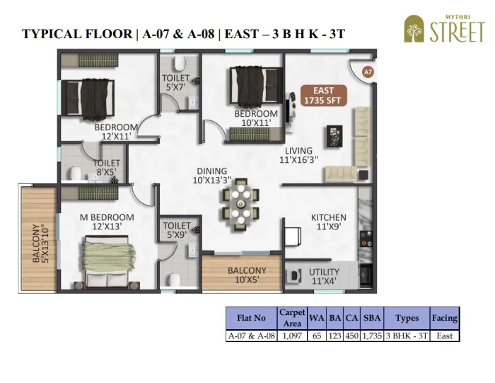 Mythri Street Typical Floor · A-07 & A-08